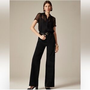 J Crew Tall Wide Leg Corduroy Trouser Black 29T